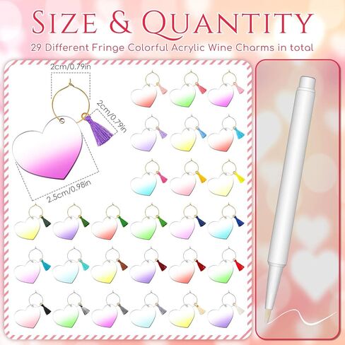 118 قطعة من سحر زجاج النبيذ شرابة النبيذ الساحرة علامة أكريليك على شكل قلب من زجاج النبيذ علامات علامات الشرب وعلامات تذوق النبيذ وحفلات تذوق النبيذ والديكورات للنظارات الجذعية وحفلات الزفاف وأعياد الميلاد in Kuwait