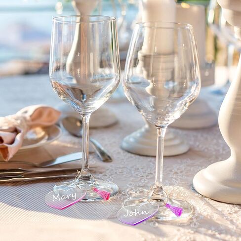 118 قطعة من سحر زجاج النبيذ شرابة النبيذ الساحرة علامة أكريليك على شكل قلب من زجاج النبيذ علامات علامات الشرب وعلامات تذوق النبيذ وحفلات تذوق النبيذ والديكورات للنظارات الجذعية وحفلات الزفاف وأعياد الميلاد in Kuwait