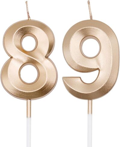 Champagne Gold 89th & 98th Birthday Candles for Cakes, Number 89 98 Candle Cake Cupcake Topper for Birthday Anniversary Party Decoration in Kuwait