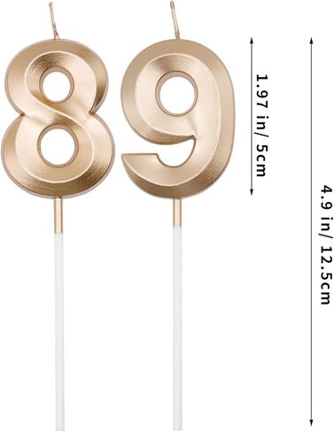 Champagne Gold 89th & 98th Birthday Candles for Cakes, Number 89 98 Candle Cake Cupcake Topper for Birthday Anniversary Party Decoration in Kuwait