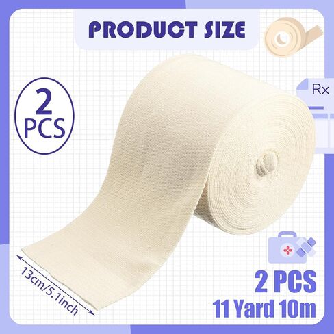 Preboun 2 Rolls Cotton Stockinette Tubular Bandage 11 Yard Comfortable Arm Stockinette Tubing Reusable Elastic Bandage Sleeve for Ankles and Elbows(5 Inch) in Saudi Arabia
