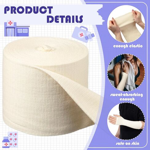 Preboun 2 Rolls Cotton Stockinette Tubular Bandage 11 Yard Comfortable Arm Stockinette Tubing Reusable Elastic Bandage Sleeve for Ankles and Elbows(5 Inch) in Saudi Arabia