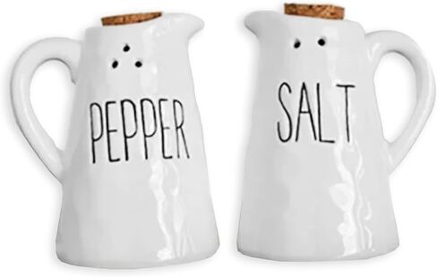 Mini Pitcher Cork Top, White 3.35 x 2.76 Inches Glazed Ceramic Salt-N-Pepper Shaker Set in Saudi Arabia
