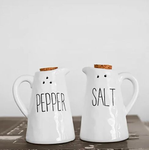 Mini Pitcher Cork Top, White 3.35 x 2.76 Inches Glazed Ceramic Salt-N-Pepper Shaker Set in Saudi Arabia