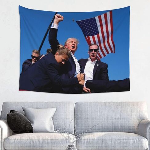 Trump 2024 Tapestry Trump Rally Shooter Tapestry for Bedroom Livingroom Dormitory Wall Hanging Decor Tapestries 29x37inch in Saudi Arabia