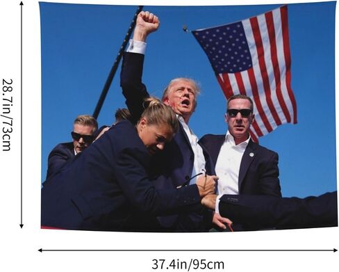 Trump 2024 Tapestry Trump Rally Shooter Tapestry for Bedroom Livingroom Dormitory Wall Hanging Decor Tapestries 29x37inch in Saudi Arabia