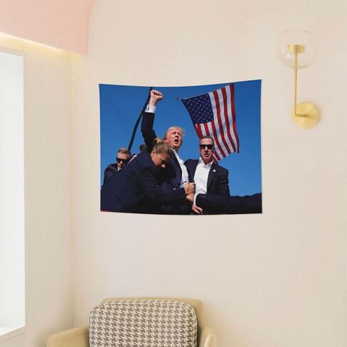Trump 2024 Tapestry Trump Rally Shooter Tapestry for Bedroom Livingroom Dormitory Wall Hanging Decor Tapestries 29x37inch in Saudi Arabia