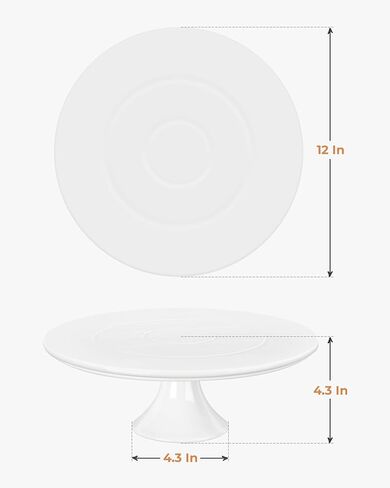 حامل الكيك الأبيض من Kootek، حامل الكيك من البورسلين مقاس 12 × 12 بوصة، حامل الكيك، حامل عرض الحلوى للحفلات، الزفاف، أعياد الميلاد، استحمام الطفل in Kuwait