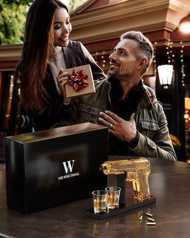 Gifts for Men Dad, 10.1 Oz Whiskey Decanter Set with 2 Glasses, Unique Dad Birthday Gift Ideas from Daughter Son, Personalized Liquor Dispenser for Liquor Scotch Bourbon Vodka in Saudi Arabia
