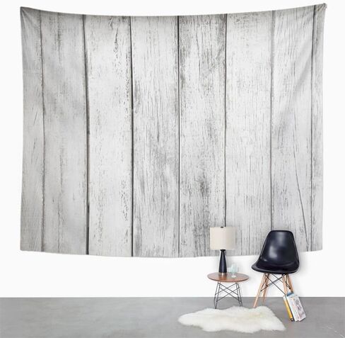 Emvency نسيج رمادي ريفي أبيض لوح خشبي طاولة مجردة الهندسة المعمارية العمر مجلس بناء ديكور المنزل الجدار شنقا 60 "× 80" بوصة طباعة لغرفة المعيشة غرفة نوم النوم in Kuwait