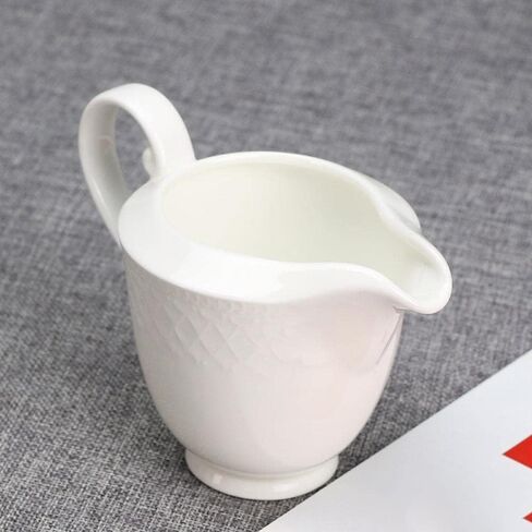 Arabesque Embossed Gravy Boat, Fine White Porcelain Steak Sauce Pot, Easy-to-Pour Creamer Pitcher. 8 Oz in Saudi Arabia
