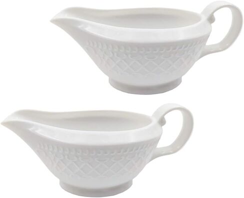 Arabesque Embossed Gravy Boat, Fine White Porcelain Steak Sauce Pot, Easy-to-Pour Creamer Pitcher. 8 Oz in Saudi Arabia