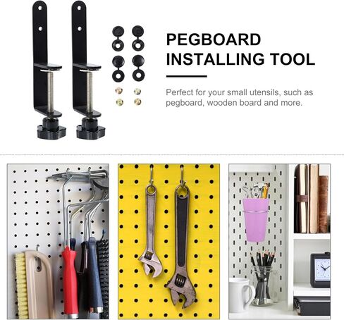 Hanger Hooks 1 Set Metal Pegboard Hooks Pegboard Bracket Clip Shelving Hooks Pegboard Installing Tool Assorories Storage Craft Hooks for Garage Office Kitchen Store Tabletop Shelf in Saudi Arabia