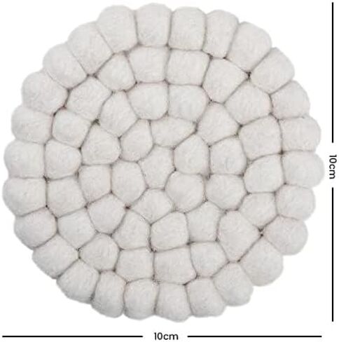 Round Felt Ball Coasters - 100% Merino Wool Table Coasters - Felt Coaster Pads, Absorbent Trivet for Drinks - Heat Resistant, Thick & Durable Hand Felted in Nepal by Woolygon- Multicolor - Set of 5 in Saudi Arabia