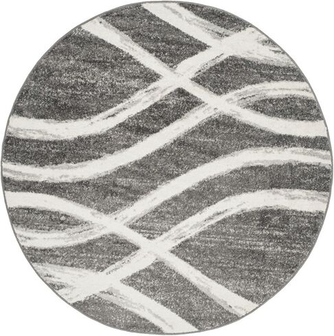سجادة SAFAVIEH Adirondack Collection - 2'6" x 8'، كريمي ورمادي، تصميم مموج حديث، لا يتساقط ويسهل العناية به، مثالي للمناطق ذات حركة المرور العالية في غرفة المعيشة وغرفة النوم (ADR125C) in Saudi Arabia