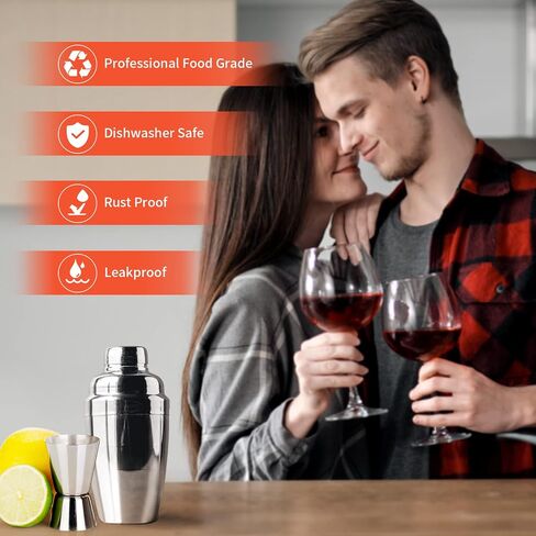 Newness كوكتيل شيكر، شيكر مارتيني من الفولاذ المقاوم للصدأ، مصفاة شيكر مدمجة، خلاط مارجريتا احترافي من الفولاذ المقاوم للصدأ، هدايا مجموعة النادل، صغيرة، سهلة الحمل، مارتيني فردي 8.4 أونصة (250 مل) in Saudi Arabia