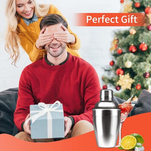 Newness كوكتيل شيكر، شيكر مارتيني من الفولاذ المقاوم للصدأ، مصفاة شيكر مدمجة، خلاط مارجريتا احترافي من الفولاذ المقاوم للصدأ، هدايا مجموعة النادل، صغيرة، سهلة الحمل، مارتيني فردي 8.4 أونصة (250 مل) in Saudi Arabia