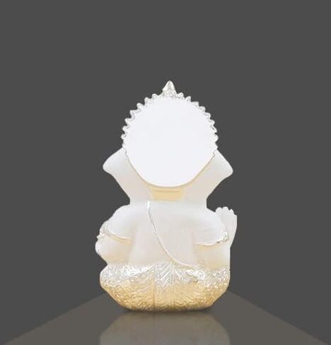 Silver Plated Lord Ganesha for Car Dashboard Small Ganesh Idol Statue Figurine for Ganpati Puja Wedding Diwali Gifts Home Mandir Office Décor (3.5 x 2 inches) in Saudi Arabia