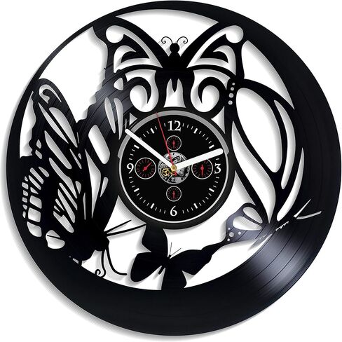 Butterfly Wall Clock 12 Inch Animal Wall Clock Handmade Wall Clock Vintage Vinyl Record Retro Wall Clock Large Xmas Gift Butterfly Art Birthday Gift New Year Gift Butterfly Gift Idea in Saudi Arabia