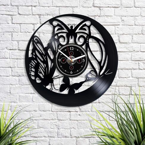 Butterfly Wall Clock 12 Inch Animal Wall Clock Handmade Wall Clock Vintage Vinyl Record Retro Wall Clock Large Xmas Gift Butterfly Art Birthday Gift New Year Gift Butterfly Gift Idea in Saudi Arabia