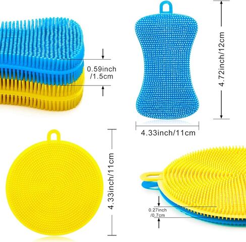8 Pieces Silicone Sponge Silicone Scrubber Dish Brush Cleaning Sponges Circular and Soap-Shaped Silicone Dishwashing Brush Pad Double Sided Silicone Brush for Kitchen Dishes Fruits Vegetables in Saudi Arabia