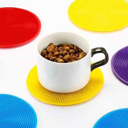 8 Pieces Silicone Sponge Silicone Scrubber Dish Brush Cleaning Sponges Circular and Soap-Shaped Silicone Dishwashing Brush Pad Double Sided Silicone Brush for Kitchen Dishes Fruits Vegetables in Saudi Arabia