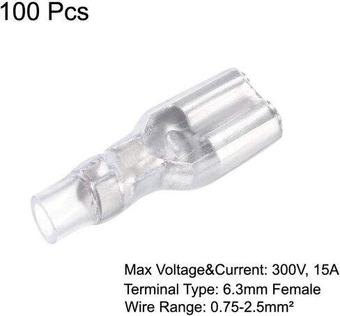 uxcell 100pcs 6.3mm Quick Splice Wire Terminals Female Spade Crimp Connector with Insulated Sleeve in Saudi Arabia