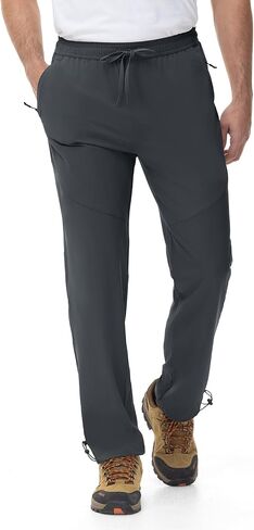 Rdruko Men's Quick Dry Hiking Pants Lightweight Stretch Elastic Waist Water Resistant Pants with Zipper Pockets for Outdoor in Saudi Arabia