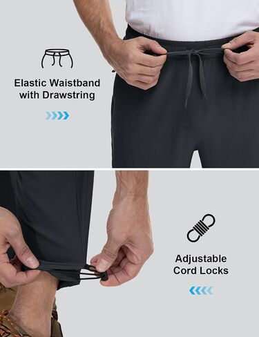 Rdruko Men's Quick Dry Hiking Pants Lightweight Stretch Elastic Waist Water Resistant Pants with Zipper Pockets for Outdoor in Saudi Arabia