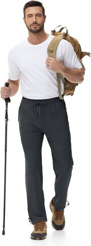 Rdruko Men's Quick Dry Hiking Pants Lightweight Stretch Elastic Waist Water Resistant Pants with Zipper Pockets for Outdoor in Saudi Arabia
