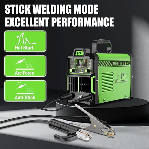 145A Mig Welder, 110V Flux Core Wire Feed/Stick/Lift Tig 3 In 1 Welding Machine, Galess Welder Machine with IGBT Inverter and Large LCD Display, Ideal for Home DIY and Industrial Use in Saudi Arabia