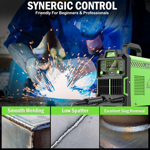 145A Mig Welder, 110V Flux Core Wire Feed/Stick/Lift Tig 3 In 1 Welding Machine, Galess Welder Machine with IGBT Inverter and Large LCD Display, Ideal for Home DIY and Industrial Use in Saudi Arabia