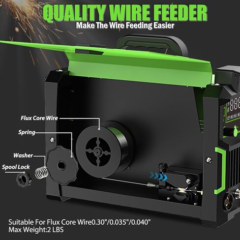 145A Mig Welder, 110V Flux Core Wire Feed/Stick/Lift Tig 3 In 1 Welding Machine, Galess Welder Machine with IGBT Inverter and Large LCD Display, Ideal for Home DIY and Industrial Use in Saudi Arabia