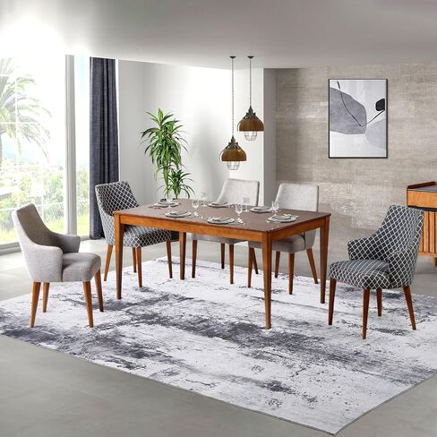 Washable Abstract Area Rug, 5X7 Grey Modern Living Room Rug, Non-Slip Non-Shedding Bedroom Rug, Indoor Rugs, Stain Resistant Rug for Dining Room, Bedside, Kitchen, Entryway and Dorm in Saudi Arabia