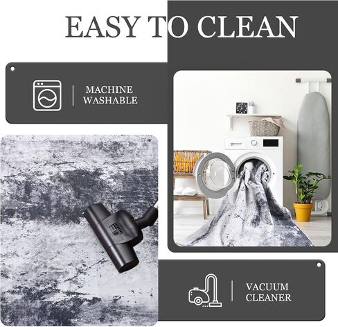 Washable Abstract Area Rug, 5X7 Grey Modern Living Room Rug, Non-Slip Non-Shedding Bedroom Rug, Indoor Rugs, Stain Resistant Rug for Dining Room, Bedside, Kitchen, Entryway and Dorm in Saudi Arabia