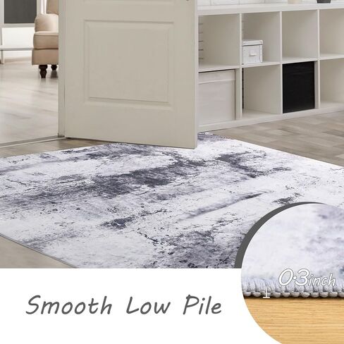 Washable Abstract Area Rug, 5X7 Grey Modern Living Room Rug, Non-Slip Non-Shedding Bedroom Rug, Indoor Rugs, Stain Resistant Rug for Dining Room, Bedside, Kitchen, Entryway and Dorm in Saudi Arabia