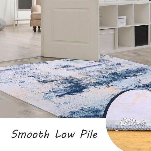 Washable Abstract Area Rug, 5X7 Grey Modern Living Room Rug, Non-Slip Non-Shedding Bedroom Rug, Indoor Rugs, Stain Resistant Rug for Dining Room, Bedside, Kitchen, Entryway and Dorm in Saudi Arabia