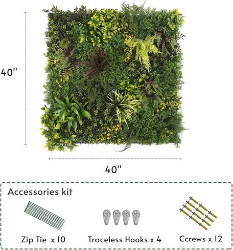 Artificial Plant Wall Panels, 1pc 40"x40" Greenery Grass Wall Backdrop Decoration, Privacy Garden for Outdoor in Kuwait