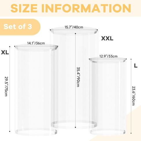 MODFUNS Cylinder Pedestal Stands for Party Clear Cylinder Stand 5 Pcs Plastic Pedestal Display Stand Plinth Pedestal Stand Dessert Plinth Pillars Round Cylinder Table for Party Reception Art Decor in Saudi Arabia