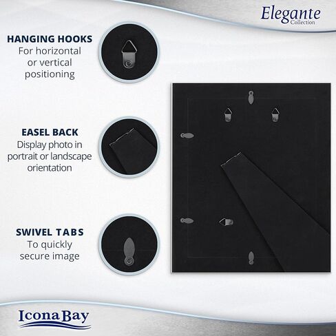 Icona Bay 8x10 Picture Frames (Silver, 3 Pack), Contemporary Photo Frames 8 x 10, Wall Mount or Table Top, Elegante Collection in Saudi Arabia