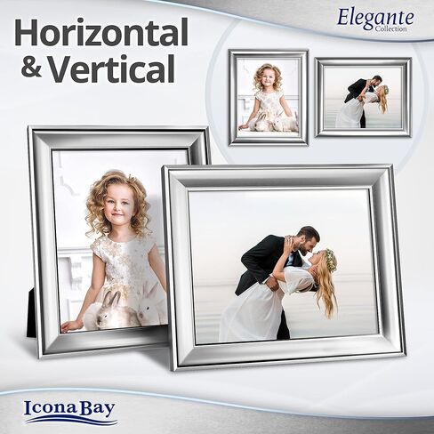 Icona Bay 8x10 Picture Frames (Silver, 3 Pack), Contemporary Photo Frames 8 x 10, Wall Mount or Table Top, Elegante Collection in Saudi Arabia