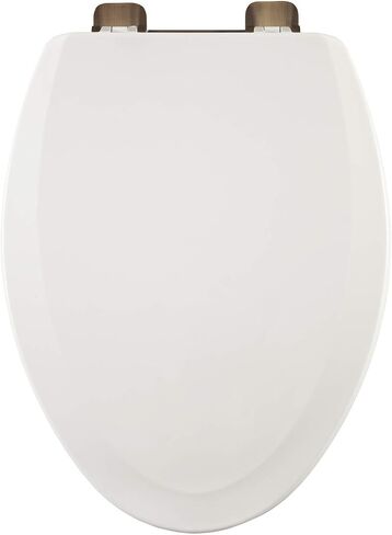 Centoco Wooden Toilet Seat Elongated, Closed Front with Cover, Residential, Oil Rubbed Hinge, Made in the USA, 900RONB-001, White in Saudi Arabia