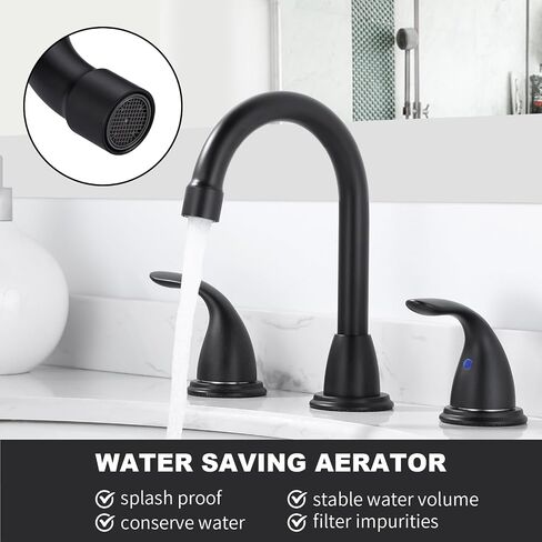 2 Handle 3 Holes Widespread Bathroom Faucet, Bathroom Sink Faucet with Copper Pop Up Drain, Brushed Nickel Lavatory Faucet Swivel Spout with Drain Assembly for Restroom Vanity Camper in Saudi Arabia