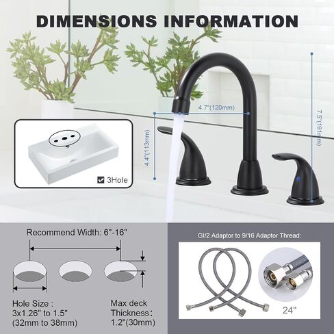 2 Handle 3 Holes Widespread Bathroom Faucet, Bathroom Sink Faucet with Copper Pop Up Drain, Brushed Nickel Lavatory Faucet Swivel Spout with Drain Assembly for Restroom Vanity Camper in Saudi Arabia