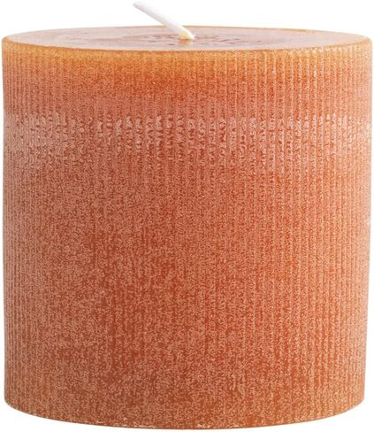 Creative Co-Op Unscented Pleated Pillar Candle in Powder Finish, Acorn Orange in Saudi Arabia