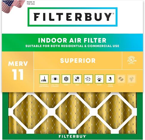 فلتر هواء Filterbuy 20x20x4 MERV 11 Allergen Defense (عبوة واحدة)، استبدال مرشحات هواء فرن HVAC AC المطوية (الحجم الفعلي: 19.50 × 19.50 × 3.63 بوصة) in Saudi Arabia