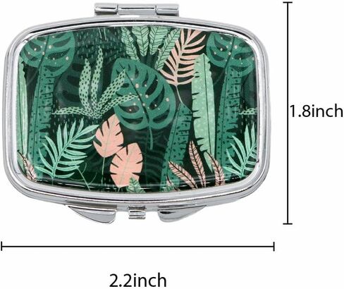 Metal Pill Case with Mirror 2 Compartment Small Pill Box for Purse or Pocket Cute Pill Organizer for Travel Gifts Pill Container Holder Tropical Plants in Saudi Arabia