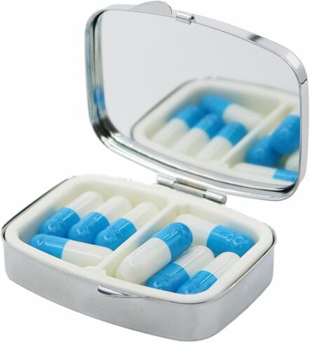 Metal Pill Case with Mirror 2 Compartment Small Pill Box for Purse or Pocket Cute Pill Organizer for Travel Gifts Pill Container Holder Tropical Plants in Saudi Arabia