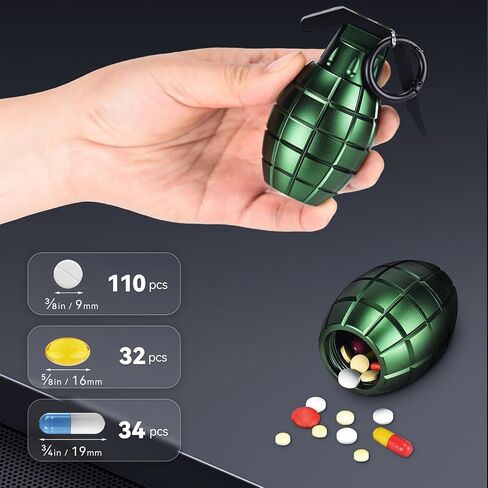 Portable Pill Case Tactical Keychain Pill Container Waterproof Durable Aluminum EDC Holder with Carabiner for Daily Use, Outdoor Activities - Black in Saudi Arabia