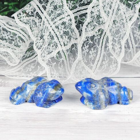 SMQ 2 inch Crystal Frog, Natural Lapis Lazuli Frog Figurine, Hand Carved Frog Statue, Healing Stone Crystal Animal Statue with Gift Box in Saudi Arabia